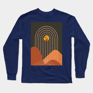 Mid century artwork of sun, archs and mountains. Long Sleeve T-Shirt